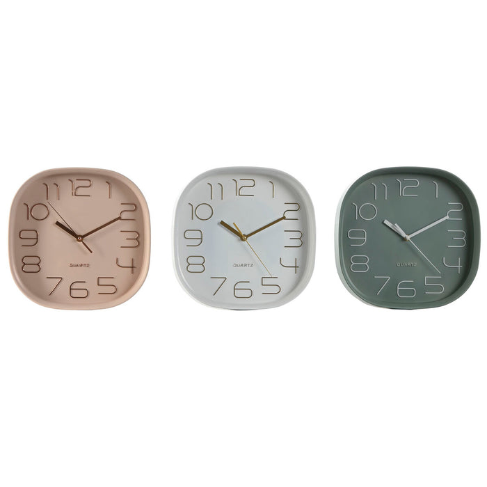 Reloj de Pared Home ESPRIT Blanco Verde PVC 28,5 x 5 x 28,5 cm (3 Unidades)