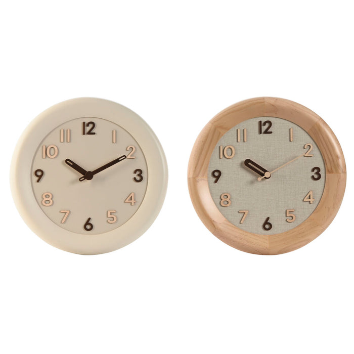 Reloj de Pared Home ESPRIT Beige Natural Madera 30 x 5 x 30 cm (2 Unidades)