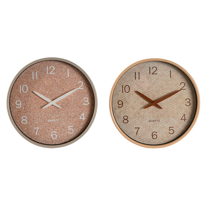 Reloj de Pared Home ESPRIT Marrón Natural PVC Madera 30 x 4,7 x 30 cm (2 Unidades)