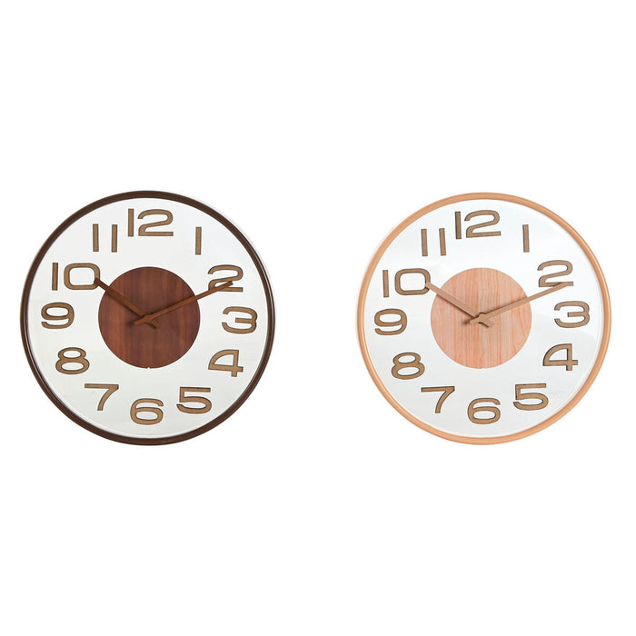 Reloj de Pared Home ESPRIT Marrón Natural PVC Madera 30 x 4,7 x 30 cm (2 Unidades)