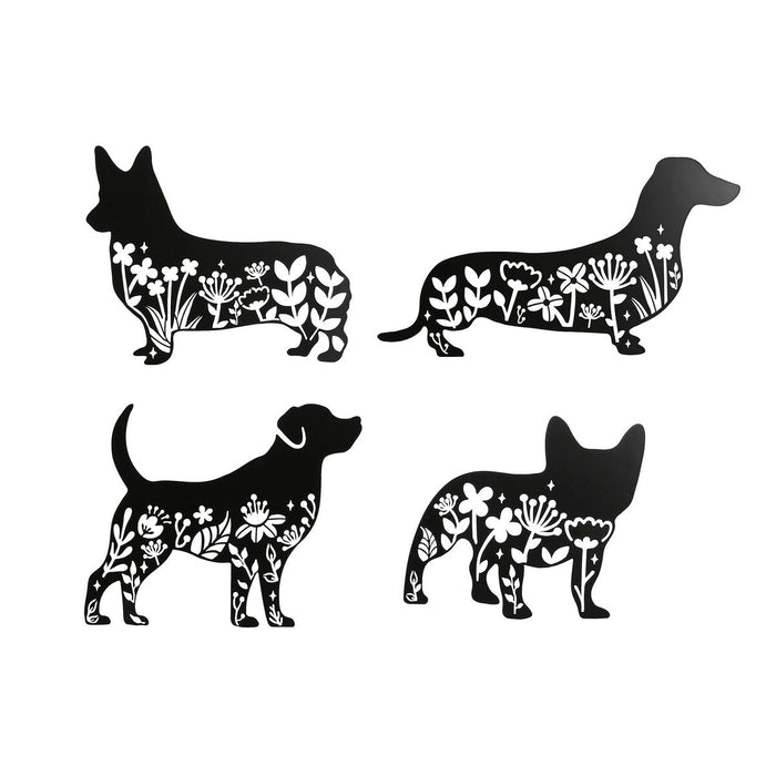 Decoración de Pared Home ESPRIT Negro Perro 40 x 1 x 33 cm (4 Unidades)