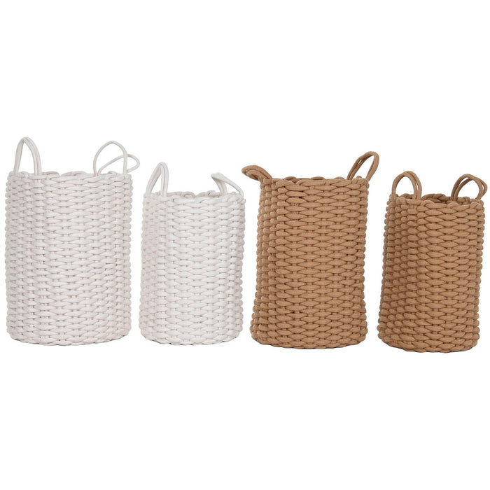 Set de basket Home ESPRIT Blanc Beige Corde 30 x 30 x 43 cm 2 Pièces (2 Unités)