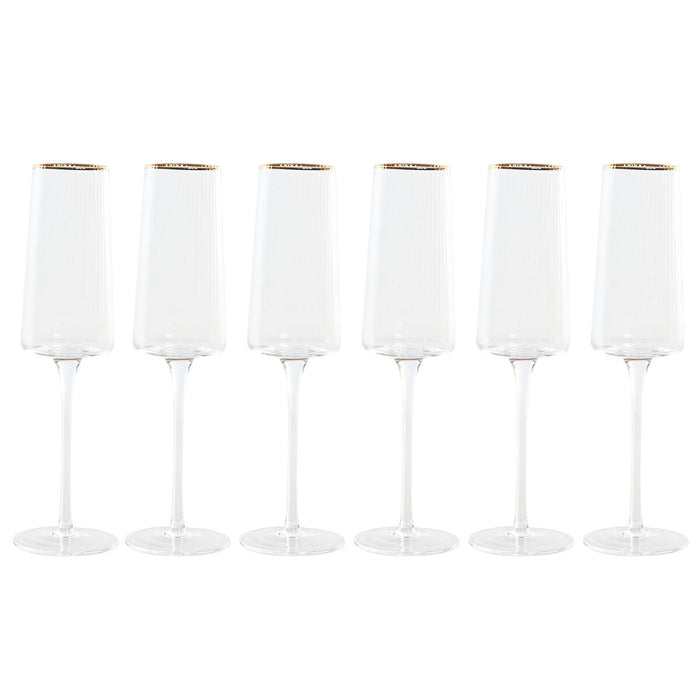 Set of cups Home ESPRIT Transparent Golden Crystal 400 ml (6 Units)