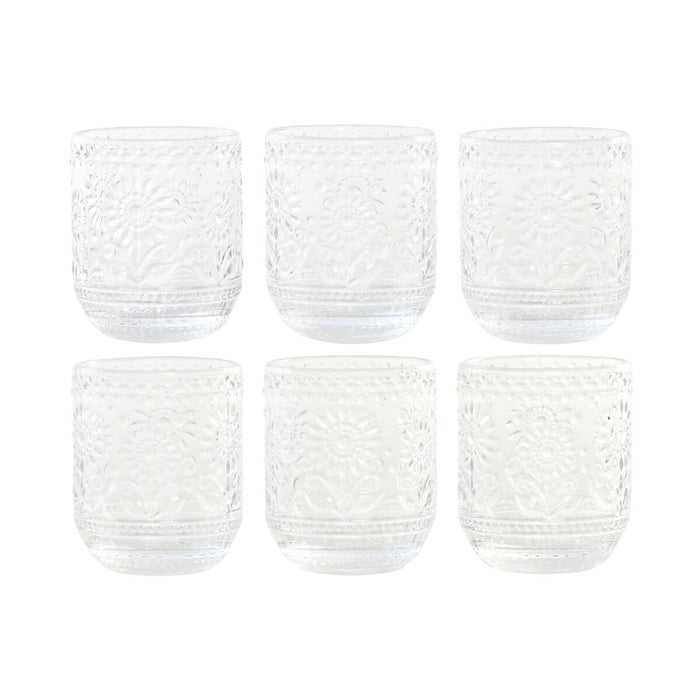 Set of glasses Home ESPRIT Transparent Crystal With relief 360 ml (6 Units)