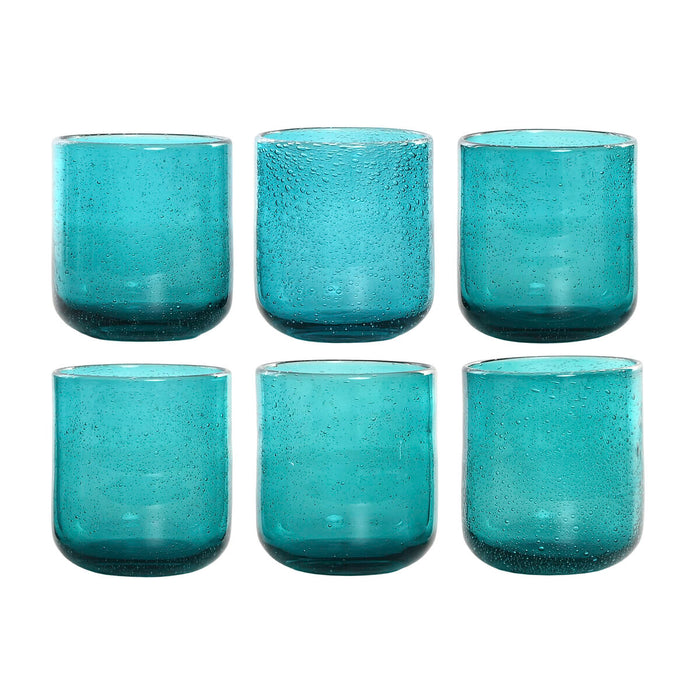 Set of glasses Home ESPRIT Turquoise Crystal 320 ml (6 Units)