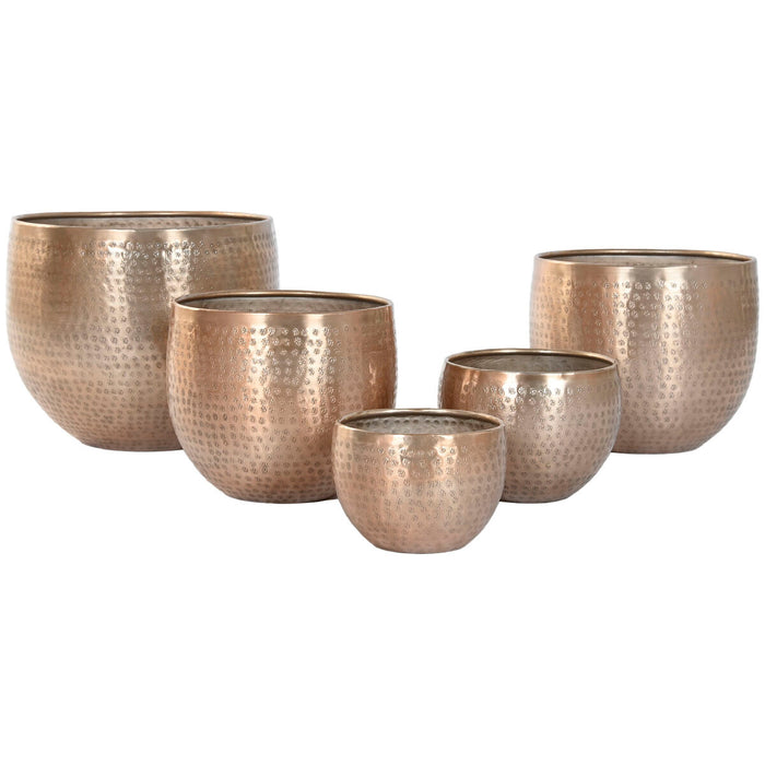 Macetero Home ESPRIT Dorado Aluminio 35 x 35 x 29,5 cm (5 Unidades)