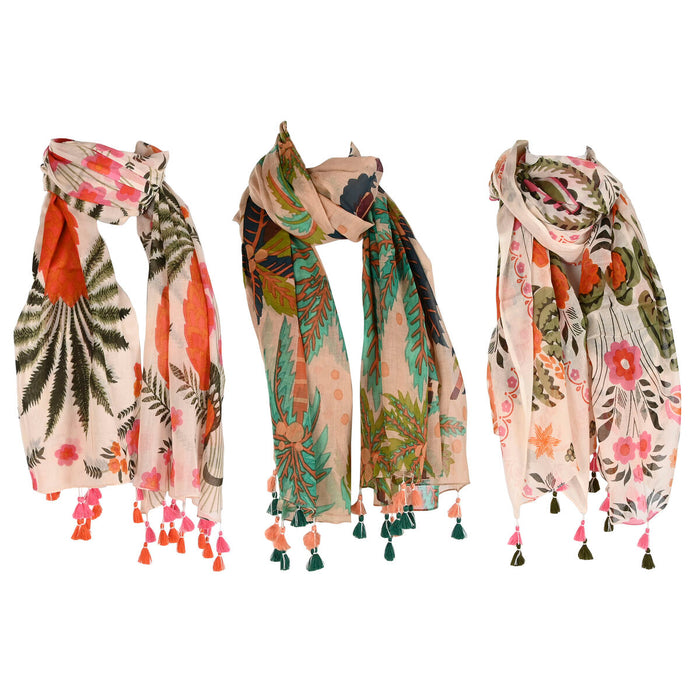 Pañuelo Home ESPRIT Beige Multicolor Coral (3 Unidades)