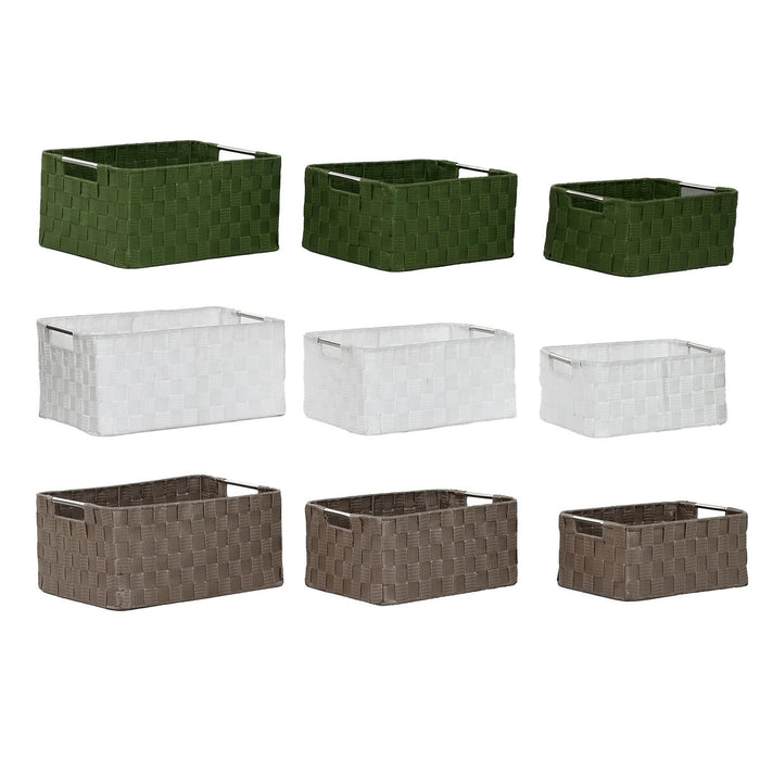Juego de Cestas Home ESPRIT Verde Gris Crema Metal Polipropileno (3 Piezas) (3 Unidades)