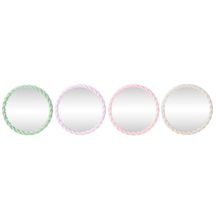 Espejo de pared Home ESPRIT Blanco Verde Rosa Lila 44 x 3 x 44 cm (4 Unidades)