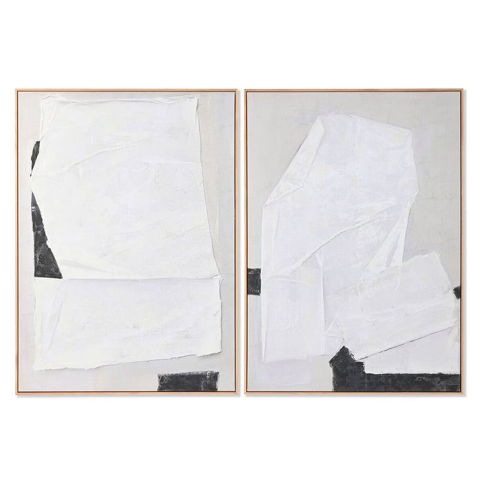 Cuadro Home ESPRIT Blanco Negro Beige Abstracto 103 x 4,3 x 143 cm (2 Unidades)