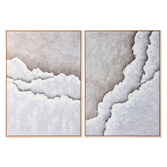 Cuadro Home ESPRIT Blanco Beige Moderno Playa 103 x 4,3 x 143 cm (2 Unidades)