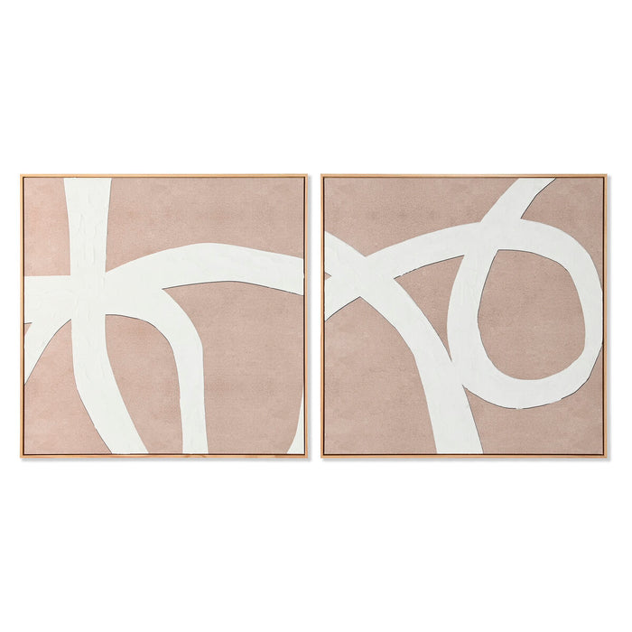 Cuadro Home ESPRIT Blanco Beige Abstracto 103 x 4,3 x 103 cm (2 Unidades)