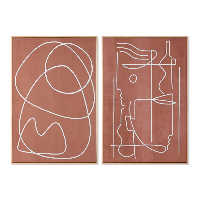Cuadro Home ESPRIT Beige Terracota Abstracto 83 x 4,3 x 123 cm (2 Unidades)