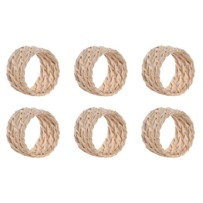 Anillo servilletero Home ESPRIT Blanco Natural Bambú Ratán 5 x 5 x 3 cm