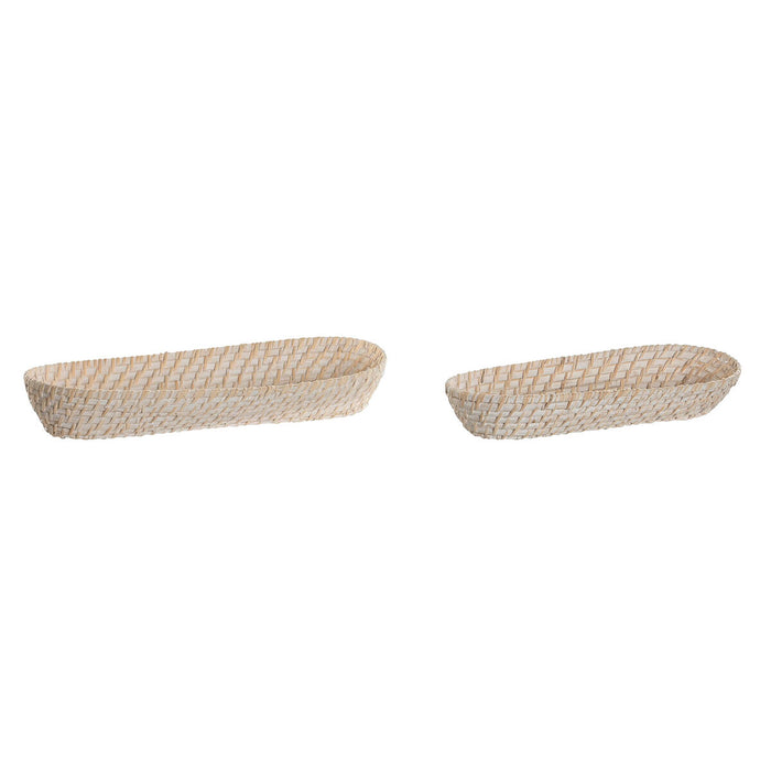 Juego de Bandejas Home ESPRIT Blanco Natural 44 x 18 x 7 cm