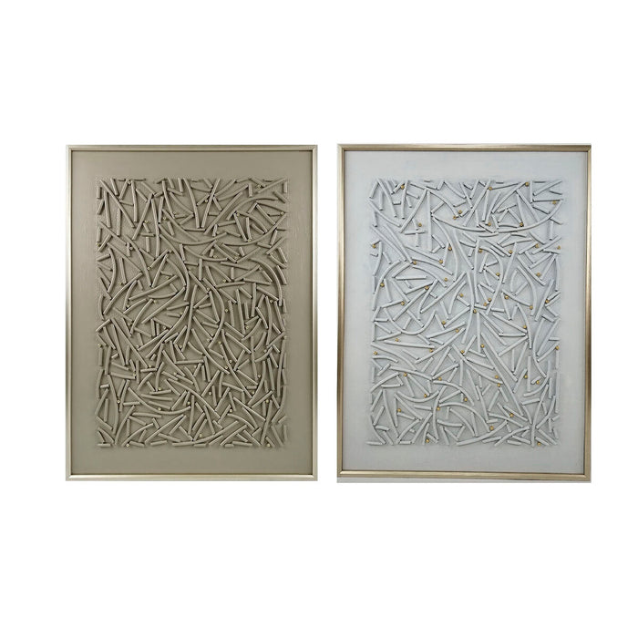Cuadro Home ESPRIT Blanco Beige Dorado Moderno Urbano 90 x 3,5 x 120 cm (2 Unidades)