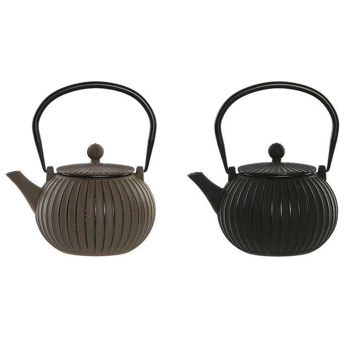 Teapot Home ESPRIT Black Beige Stainless steel Iron 1 L (2 Units)