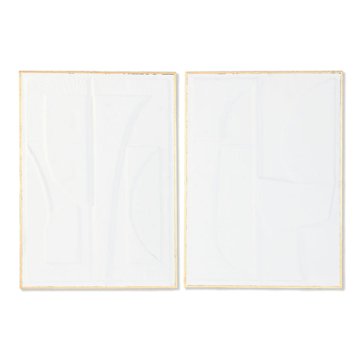 Decoración de Pared Home ESPRIT Blanco Dorado Abstracto 72,7 x 2,5 x 100,5 cm (2 Unidades)