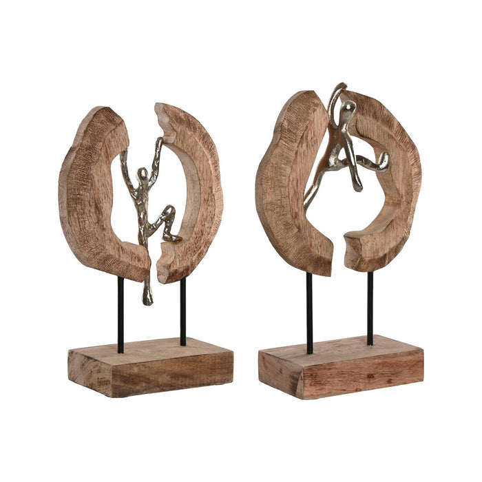 Figura Decorativa Home ESPRIT Marrón Plateado Natural 19 x 9 x 28 cm (2 Unidades)