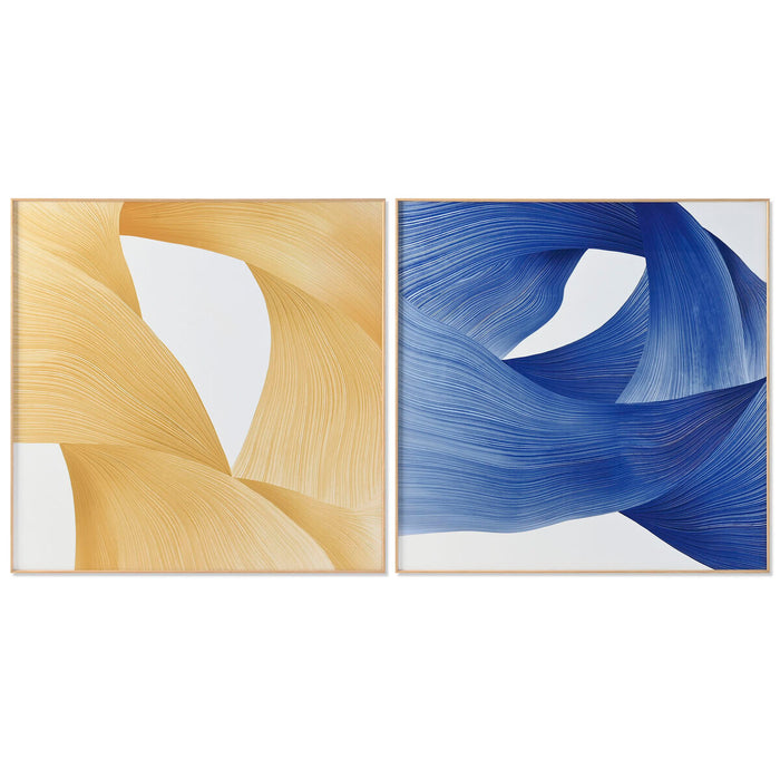 Cuadro Home ESPRIT Amarillo Azul Moderno 120 x 3,5 x 120 cm (2 Unidades)