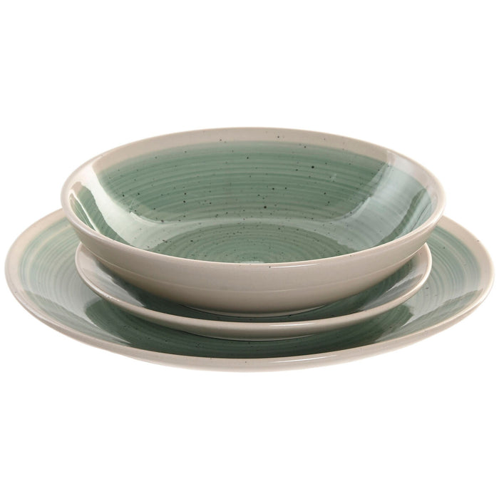 Vajilla Home ESPRIT Blanco Verde Gres 18 Piezas