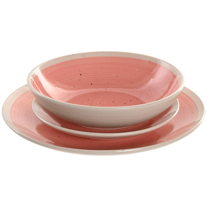 Vajilla Home ESPRIT Blanco Rosa Gres 18 Piezas