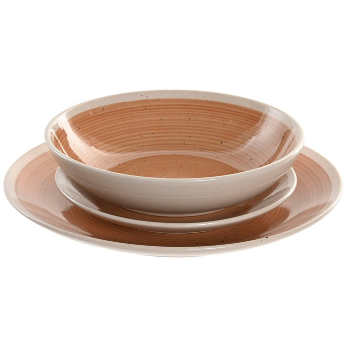 Vajilla Home ESPRIT Blanco Naranja Gres 18 Piezas