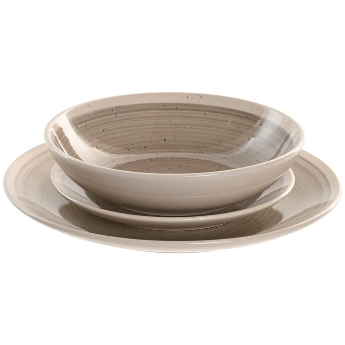Vajilla Home ESPRIT Beige Gris Gres 18 Piezas