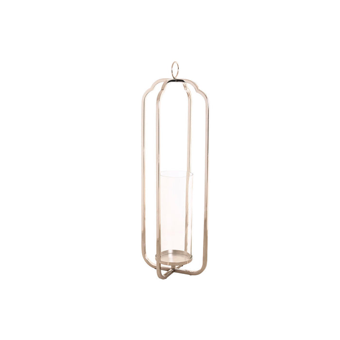 Portavelas Home ESPRIT Plateado Cristal Acero 21 x 21 x 62 cm
