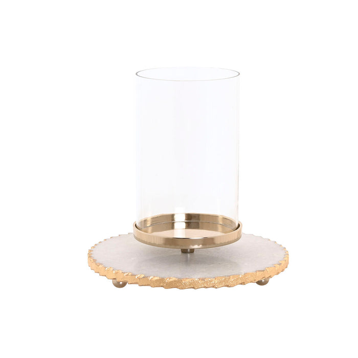 Portavelas Home ESPRIT Blanco Dorado Cristal Mármol 25 x 25 x 27 cm