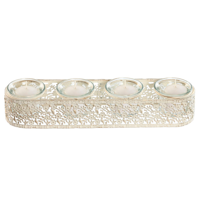 Candleholder Home ESPRIT Cream Metal Crystal 31 x 7 x 5 cm