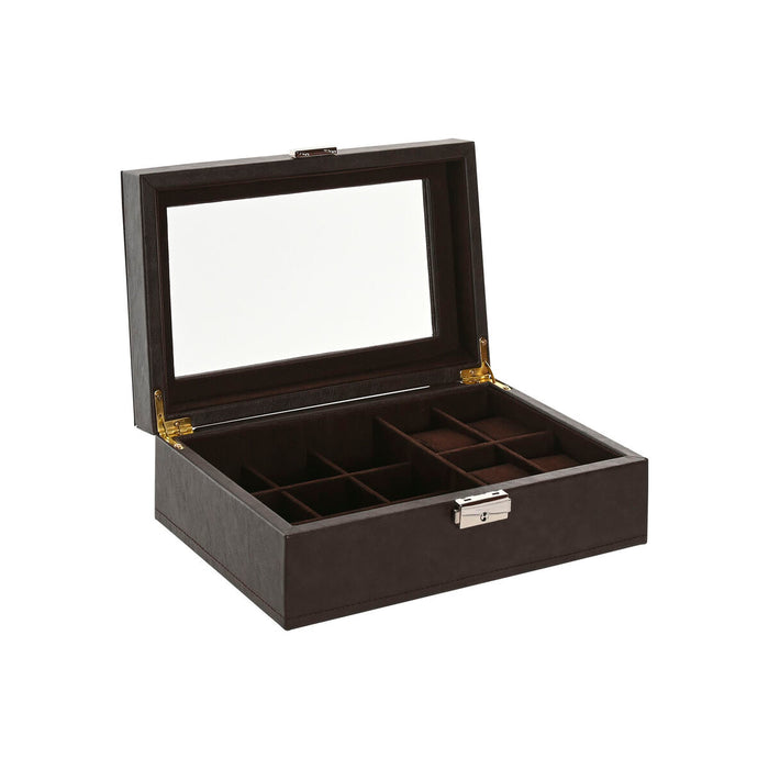 Jewelry box Home ESPRIT Brown Dark brown Polyurethane 25 x 16 x 8,5 cm