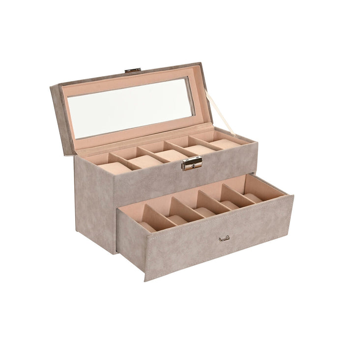 Jewelry box Home ESPRIT Grey Polyurethane Crystal MDF Wood 27,5 x 11 x 15 cm