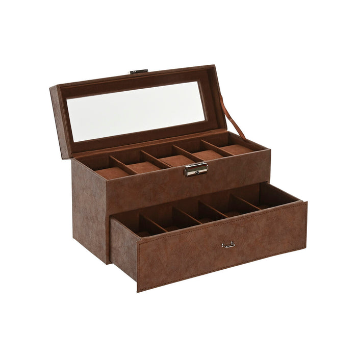 Jewelry box Home ESPRIT Brown Polyurethane Crystal MDF Wood 27,5 X 11 X 15,5 CM
