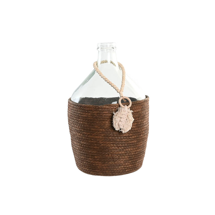 Jarrón Home ESPRIT Transparente Marrón oscuro Cristal Natural Colonial 26 x 26 x 39 cm