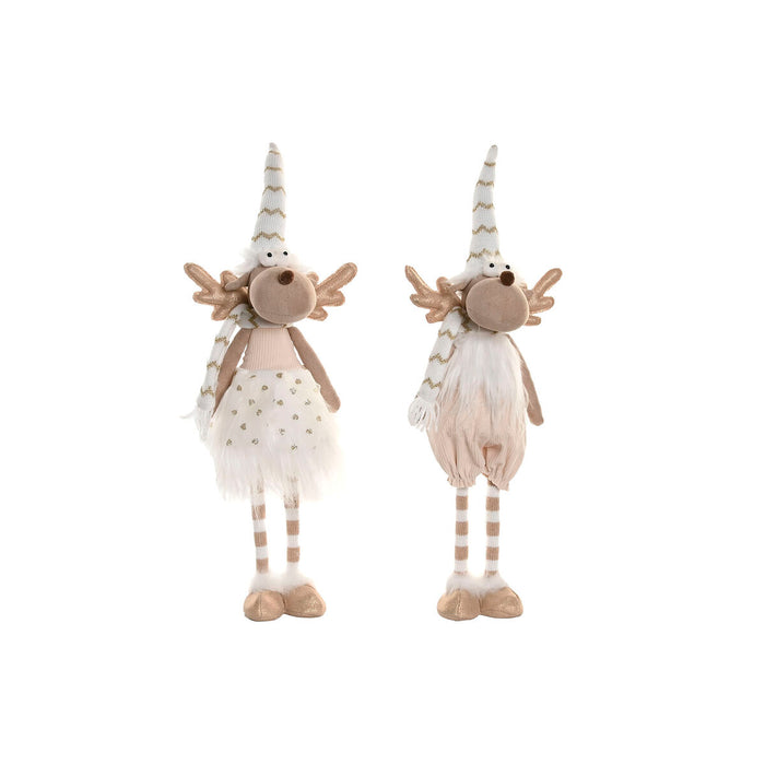 Christmas bauble Home ESPRIT White Reindeer 14 X 13 X 60 CM (2 Units)