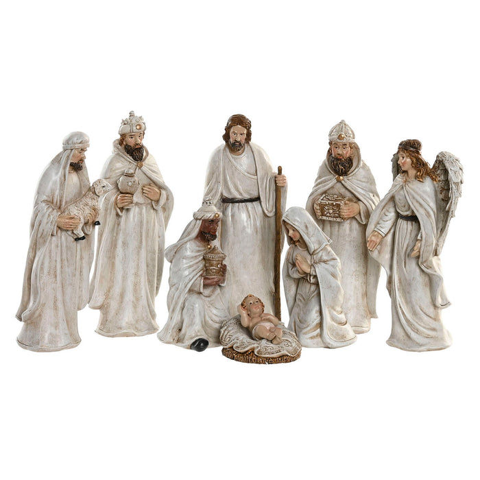 Belén de Navidad Home ESPRIT Blanco Resina 8 x 6 x 19 cm (8 Piezas)