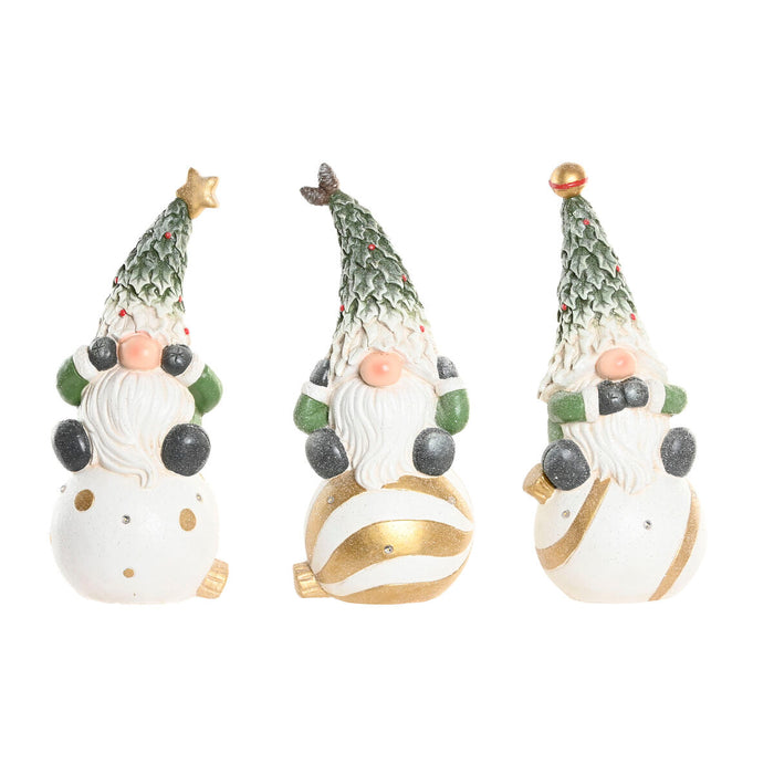 Adorno Navideño Home ESPRIT Blanco Verde Dorado Gnomo 23 X 21,5 X 55 CM (3 Unidades)