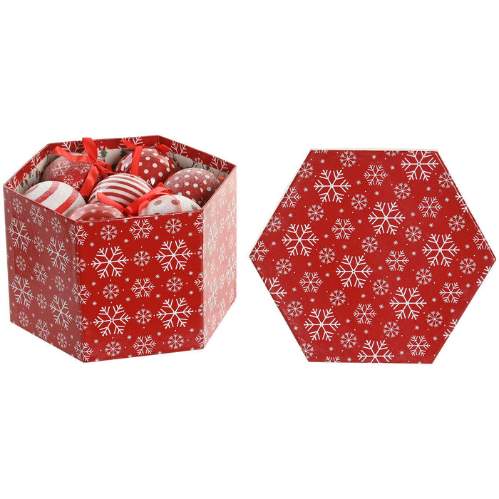 Christmas Baubles Home ESPRIT White Red PVC (14 Pieces)
