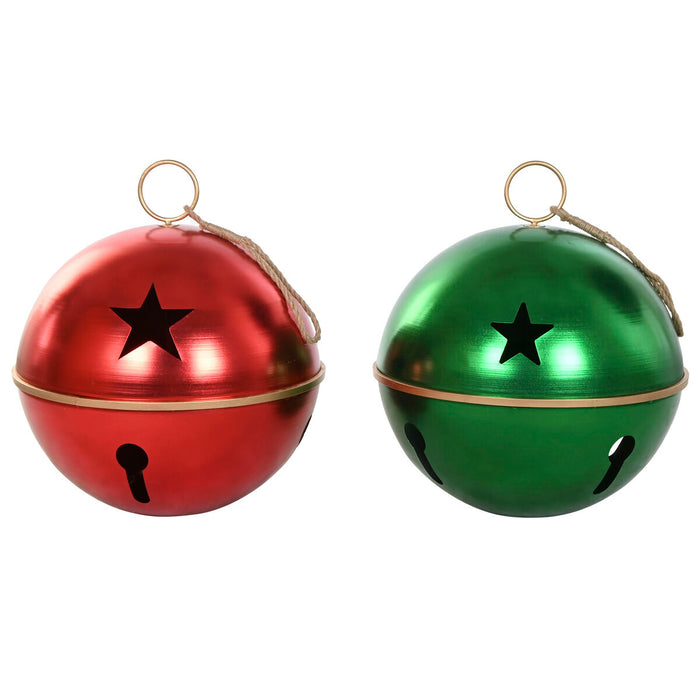 Bola de Navidad Home ESPRIT Rojo Verde Dorado Metal (2 Unidades)