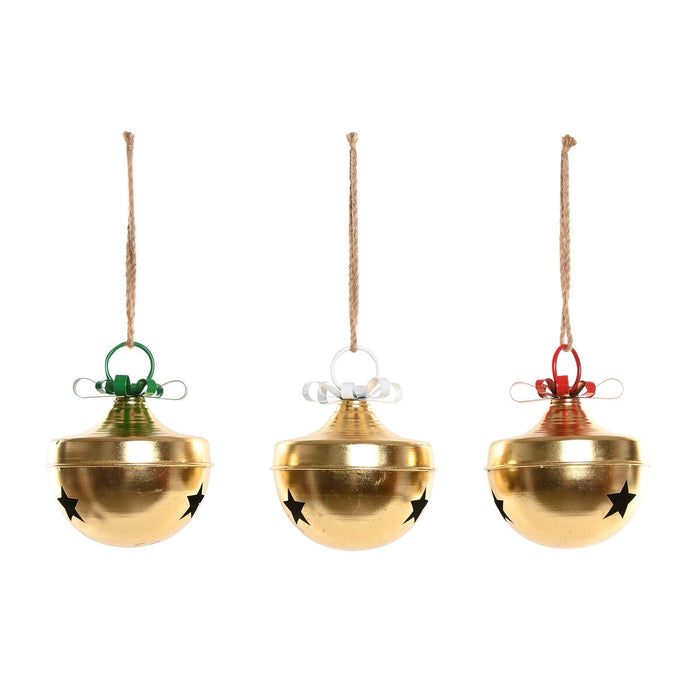 Christmas Bauble Home ESPRIT White Red Green Golden Metal (3 Units)