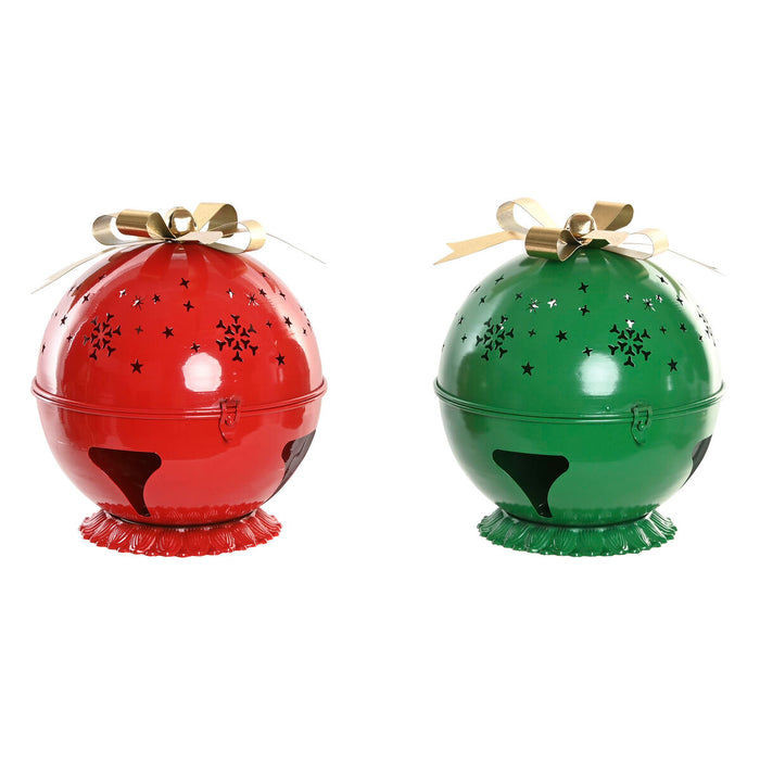 Adorno Navideño Home ESPRIT Rojo Verde Dorado 31,5 X 31,5 X 35,5 CM (2 Unidades)