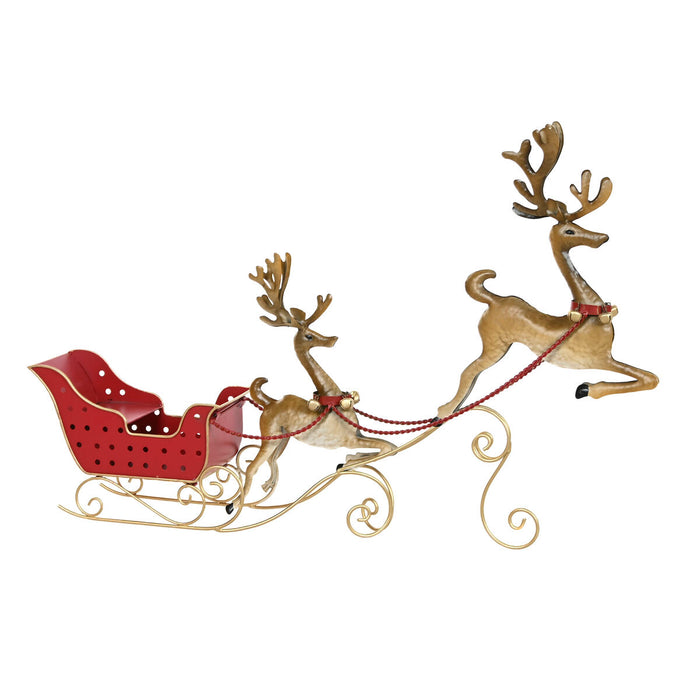 Adorno Navideño Home ESPRIT Rojo Dorado Reno 86 X 14,5 X 57 CM