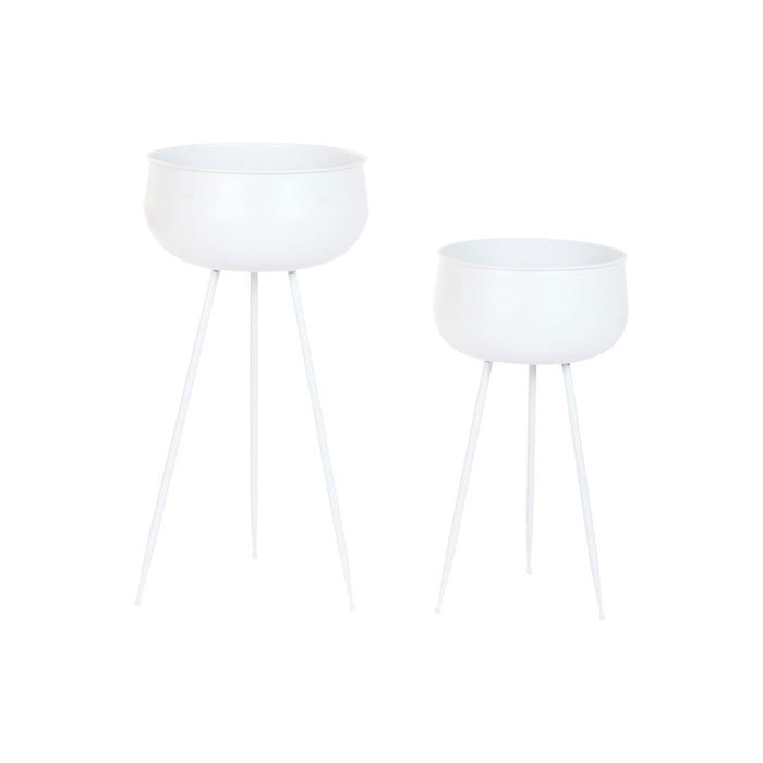 Planter Home ESPRIT White Metal Urban 34 x 34 x 70 cm (2 Pieces)