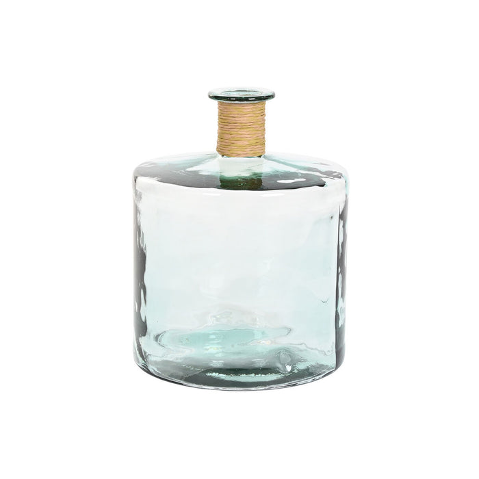 Jarrón Home ESPRIT Transparente Junco Cristal reciclado Natural 35 x 35 x 45 cm