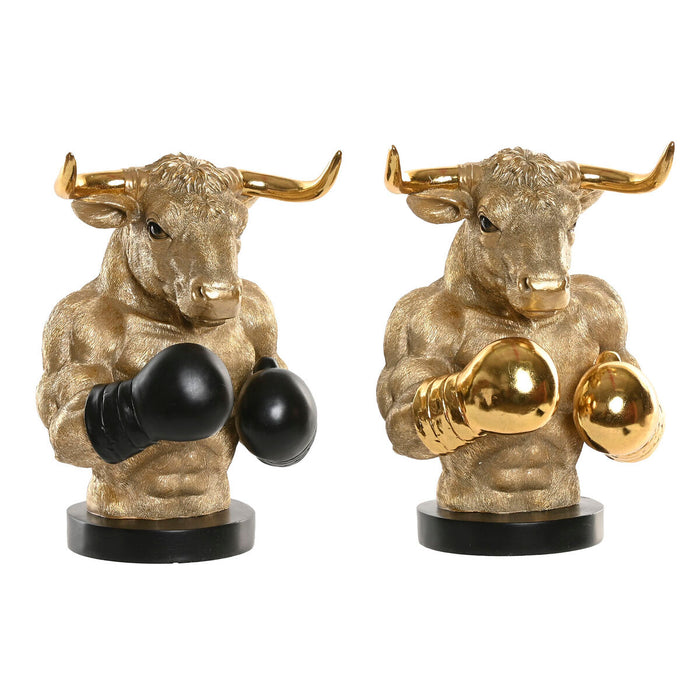 Figura Decorativa Home ESPRIT Negro Dorado Toro 25,5 X 24,5 X 33,5 CM (2 Unidades)