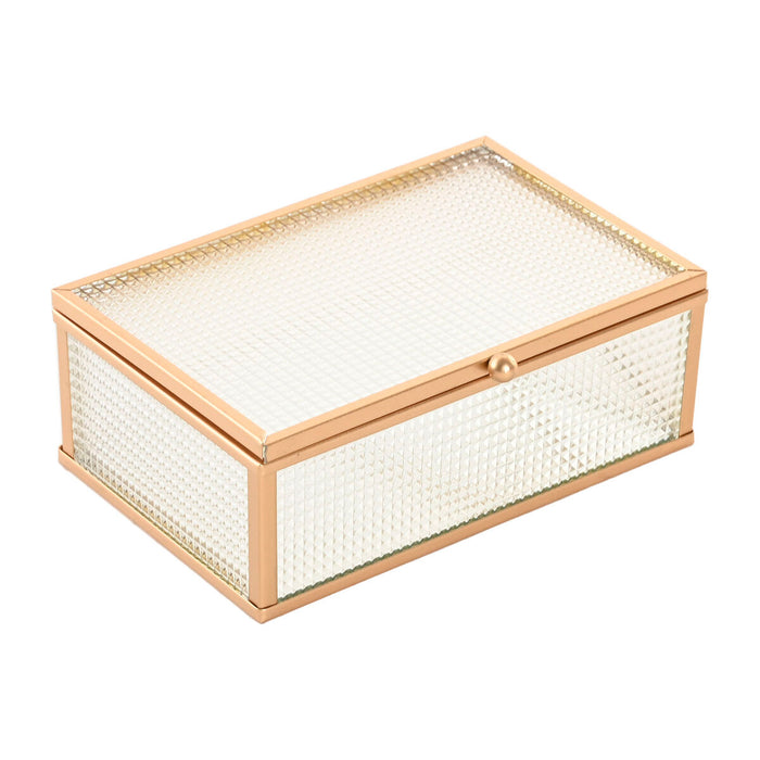 Boîte à bijoux Home ESPRIT Doré Métal Verre 15 x 11 x 5,5 cm