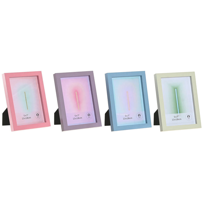 Cadre photo Home ESPRIT Bleu Vert Verre Bois MDF Urbaine (4 Unités)