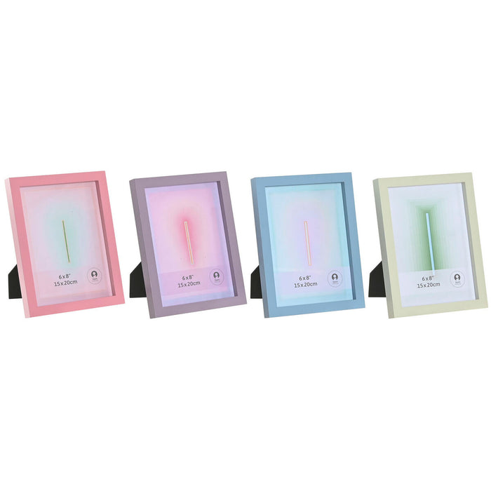 Cadre photo Home ESPRIT Bleu Vert Verre Bois MDF Urbaine (4 Unités)