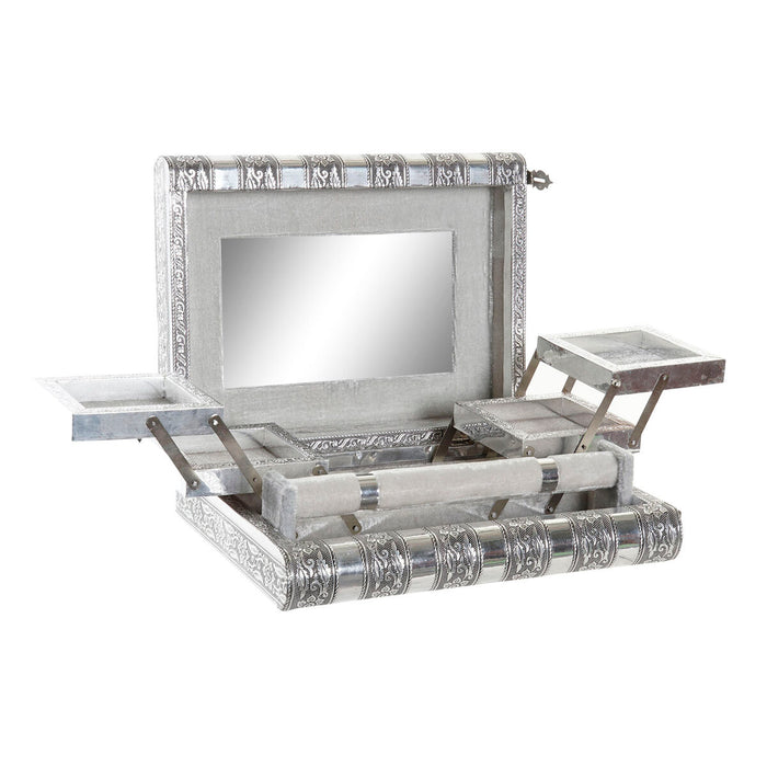 Jewelry box Home ESPRIT Silver Natural Wood Aluminium 27,5 x 21 x 7,6 cm
